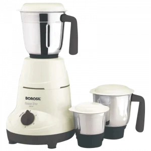 Borosil Home Star 500 Watts 3 Jars Mixer Grinder (Push Locking Mechanism, HAMG500W22, White)